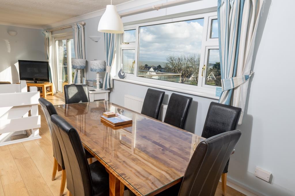 Luxury holiday home interior in Abersoch with sea view